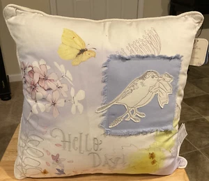 Hallmark Marjolein Bastin Decorative “HELLO DAY” Pillow W/Bird & Butterflies NOS - Picture 1 of 2
