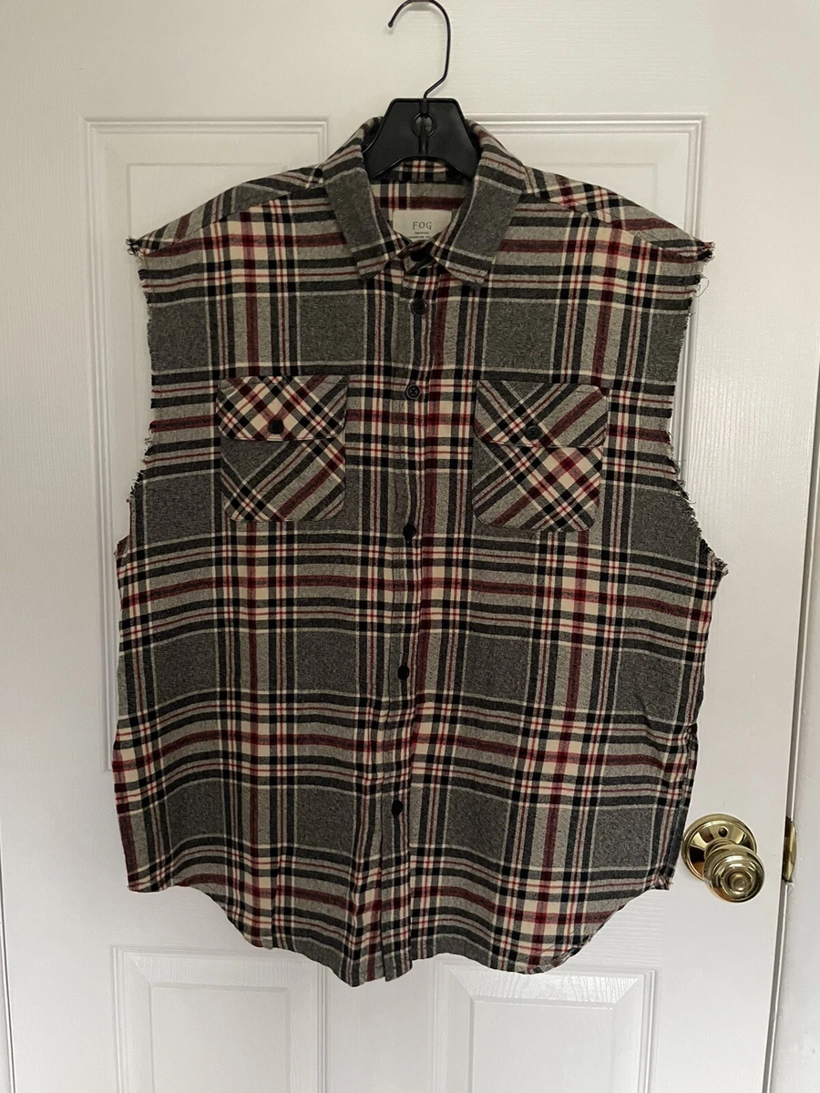 JG JENNY GHOO Men's Sleeveless Plaid Flannel Shirt Vest - Casual Button-Down Summer Top, Black, XX-Large - View #3