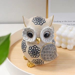 Resin Owl Animal Statue Desktop Ornament Cute Bird Animal Statue Handmade Art - Afbeelding 1 van 5