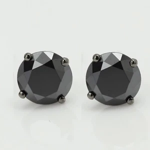2.60 CT Black Diamond Earrings Studs Natural Black Diamonds - Picture 1 of 14