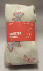 New in Pkg of 2 Pair Toddler Girls (6-8.5 Sock Size) Toddler Sweater Tights - Picture 1 of 5