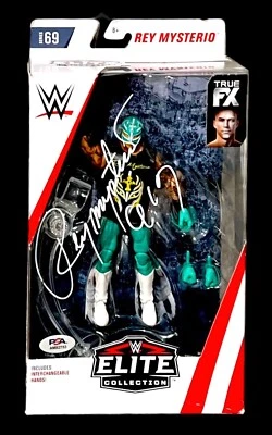 WWE REY MYSTERIO JR HAND SIGNED AUTOGRAPHED ELITE #69 TOY WITH PSA COA VERY RARE - Image 1 of 4