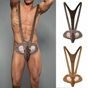 Hombre Erótico Elefante Mankini Tanga Ropa Interior Una Pieza Body Regalo Ojos Googly - Imagen 1 de 9