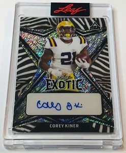 2022 Leaf Exotic Auto Shimmer Zebra Corey Kiner LSU Rookie 1/8 - Picture 1 of 2