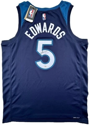 ANTHONY EDWARDS #5 SIGNED NIKE TIMBERWOLVES SWINGMAN BASKETBALL JERSEY PSA/DNA - Image 1 of 4
