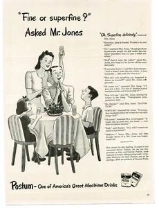 1943 Postum Instant Drink and Cereal Cartoon Comic Art Vintage Print Ad 3 - Bild 1 von 1