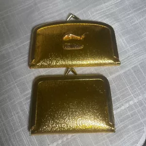 Vintage Set Embossed Gold Vinyl Mini Travel Sewing Kit Purse and Manicure Kit - Picture 1 of 12