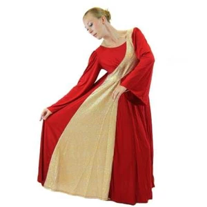 Danzcue Womens Shimmery Asymmetrical Bell Sleeve Dance Dress - Picture 1 of 15