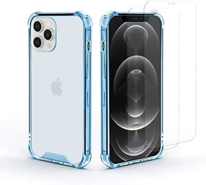 Amcrest iPhone 12 Pro Case 2X Tempered Glass Screen Protectors Shockproof Blue - Picture 1 of 7