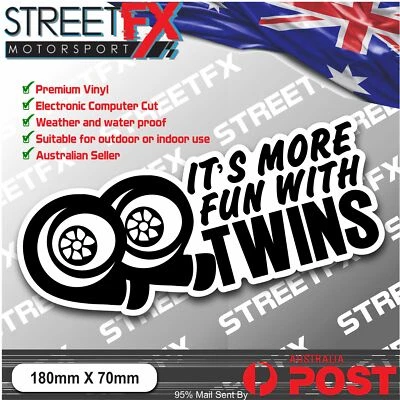 Its More Fun With Twins calcomanía adhesiva Twin Turbo para Supra Subaru GTR Drift JDM Foto 1 de 3