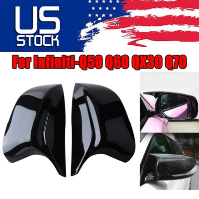 for Infiniti Q50 Q60 Gloss Black Mirror Cover Caps M3 Style Replacement 14-2024 - Изображение 1 из 4