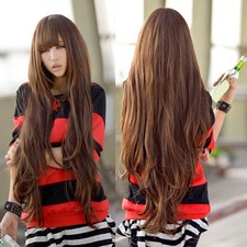 LC_ donna 80cm LUNGO ricci ondulati stile Cosplay Completo Capelli Parrucca con