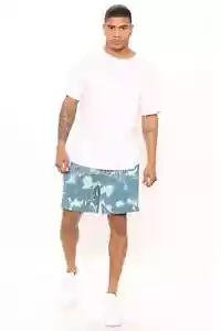 Fashio Nova Pantaloncini Uomo Tyson Bleached Art Taglia M - Blu - Foto 1 di 7