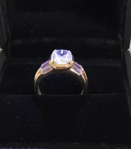 14k Yellow Gold Ciro Cirolite Diamond / Pink Baguette Stone Ring Size M - Picture 1 of 8