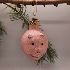 Thomas Pacconi Blown Glass Pink Pig Ornament 3"