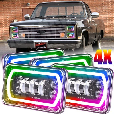 Juego de 4 faros LED 4x6" DRL haz alto/bajo DRL para camioneta Chevy C10 1980-1986 Foto 1 de 4
