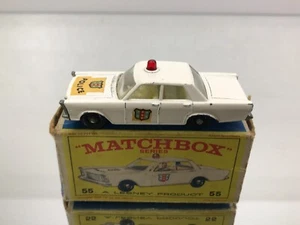 MATCHBOX LESNEY 55 FORD GALAXIE POLICE CAR - BPW -WHITE 3inch- GOOD IN BOX - 490 - Imagen 1 de 8