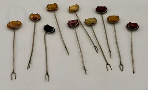 Juego de 11 horquillas vintage de piedra para cócteles entremeses modernas de mediados de siglo - Imagen 1 de 6