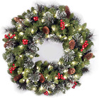 Company Pre-Lit Artificial Christmas Wreath, Green, Crestwood Spruce, White Ligh