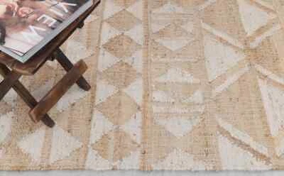 Natural Wool Jute Ivory High Quality Hand Woven Premium Quality Boho Style Rug, - Image 1 of 4