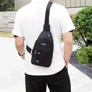 Men's Chest Sling Bag Crossbody Multi Purpose Black Small - Picture 1 of 8