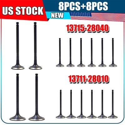 8X Intake + 8X Exhaust Valves for Toyota Matrix Camry Scion tC xB 13711-28010 - Image 1 of 4