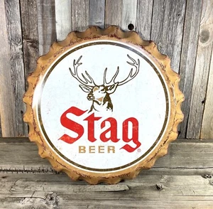 Stag Beer Bottle Cap Large 18" Metal Aluminum Sign Garage Bar Wall Decor New - Picture 1 of 3