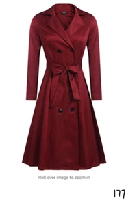 Zeagoo Trench Coats for Women Slim Fit Long Double-Breasted Coat Wine Red Medium - Picture 1 of 6
