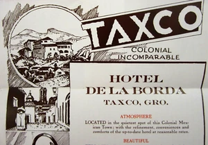 Vintage Taxco Mexico Travel Brochure Colonial Hotel de la Borda 1940-50's - Picture 1 of 4