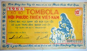 1954 Vietnam Charity Lottery Ticket – Saigon Orphans & Poor Students - Catholic - Bild 1 von 5
