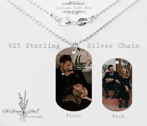Personalisierte Armee Hund ID Tag Halskette doppelseitig individuelles Foto Silber Geschenkbox - Bild 1 von 5