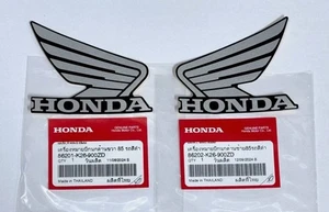 Genuine Honda Grey Black Left/Right Wing Logo Tank Wing 85 MM. Sticker - Picture 1 of 2