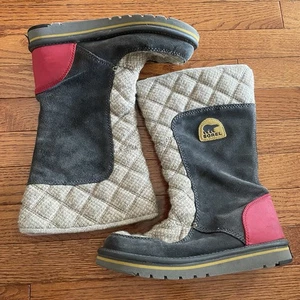 Sorel weiche Canvas isolierte Winter Schneestiefel Damengröße 7,5 rot bunt - Bild 1 von 10