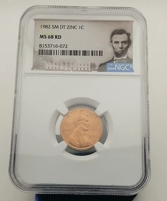 1982 SM DT ZINC Lincoln Memorial Cent MS 68 RD NGC #20329 - Image 1 of 4