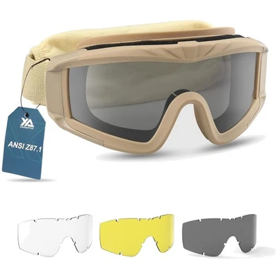 Cómodas Gafas de Airsoft Caqui - Gafas Antiniebla Ajustables con Bolsa de Transporte Foto 1 de 4