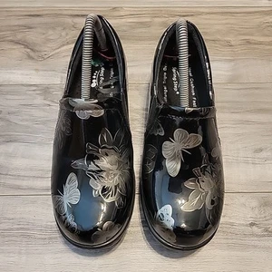Spring Step Floral Womens Black Clogs Nursing Walk Slip Resist Shoes Size US 7.5 - Picture 1 of 10