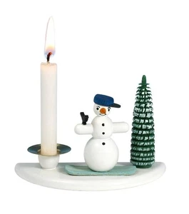 Candle Holder With Snowman With Snowboard Height Approx. 2 5/8in New Candle - Picture 1 of 1