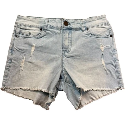 NUEVO O'Neill Para Mujer Talla 29 Azul Denim Desgastado Corte Abotonado Cremallera Pantalones Cortos Foto 1 de 4