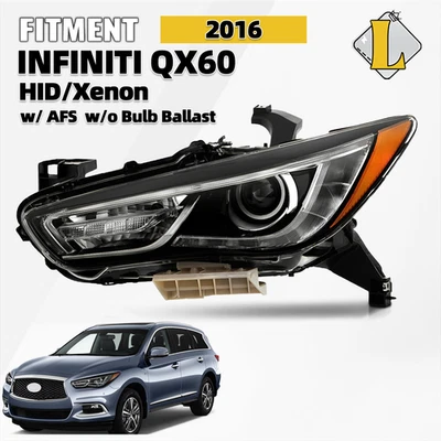 For 2016 INFINITI QX60 HID Headlight w/ AFS  w/o Bulb Ballast Driver Side Foto 1 de 4