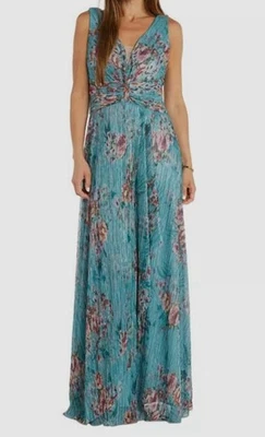 Vestido sin mangas R&M Richards para mujer azul metálico estampado floral talla: 16 Foto 1 de 3