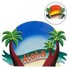 Hawaii-Schild Aloha Willkommen Party Wandschild Dekoschild Trschild Blau/Orange