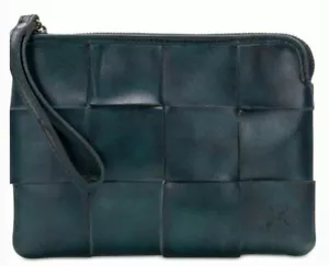 Patricia Nash Cassini Woven Teal Leather Wristlet - Sealed RRP $79 - Foto 1 di 3