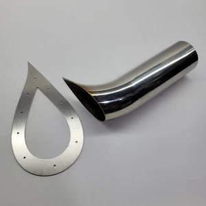 Punta de escape Tear Drop con placa de ajuste 1,5"-5,0" en aluminio inoxidable y titanio - Imagen 1 de 16