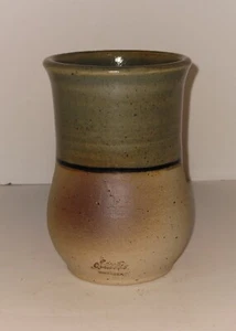Pottery Stoneware Artist Signed Cup Glass Vase Glazed Barro Quemado Venezuela 5" - Picture 1 of 6