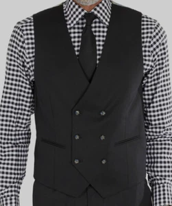 Tayion Men's Black Classic-Fit Double-Breasted Suit Vest Size XL - Picture 1 of 2