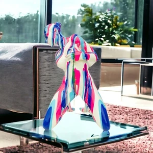 Postura de yoga por goteo pintada de rosa y azul para dama escultura moderna abstracta elegante pose - Imagen 1 de 8