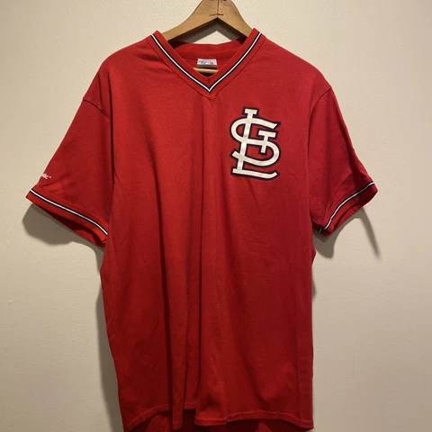 Vintage 80s Majestic St Louis Cardinals Jersey Size XL Red Cotton Poly Blend Cover
