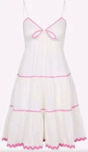 Monsoon Accessorize Beach Tie Front Ricrac Mini Dress UK Medium 12-14 Bnwt Ivory - Picture 1 of 6