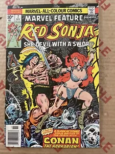 MARVEL FEATURE #7 **RED SONJA BATTLES CONAN** 1976 MARVEL COMICS UK PENCE COPY - Picture 1 of 11