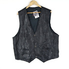 Leather Vintage Vest Waistcoat Black Rock Biker Sz  2Xl  (T543)